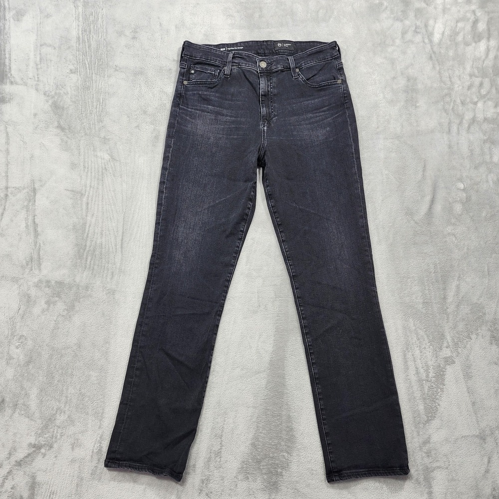 AG Adriano Goldschmied Jeans Womens 32 Black Gray Mari High Rise Slim‎ Straight